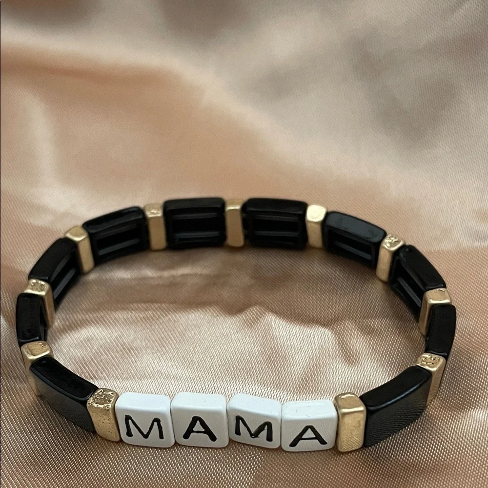 Plunder Black and Gold Elastic 'MAMA' Bracelet NWOT